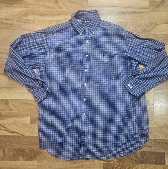 Ralph Lauren Other - Ralph Lauren Yarmouth 16 1/2-34/35 Cotton Plaid Shirt Blue Mens